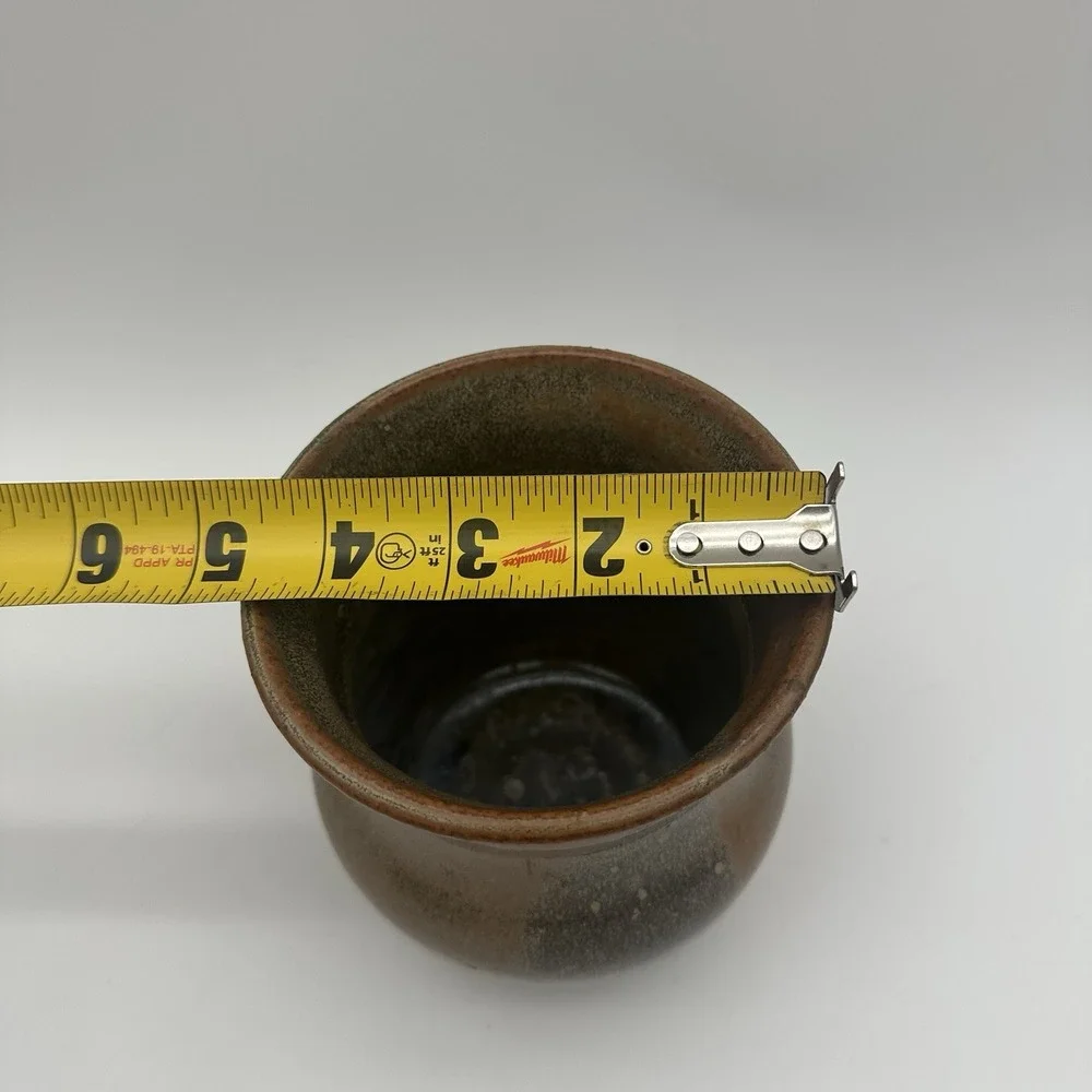 Studio Small Modern‎ Patterned, Glazed, Pottery Vase Brown 5.5